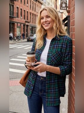 GAP Fall Outfits Women Fashion Cotton Plaid Flannel Button Up nwt large